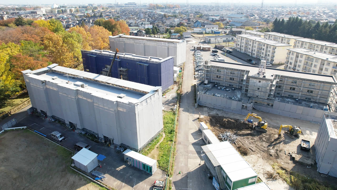 富山県様 創業支援施設リノベーション建設空撮